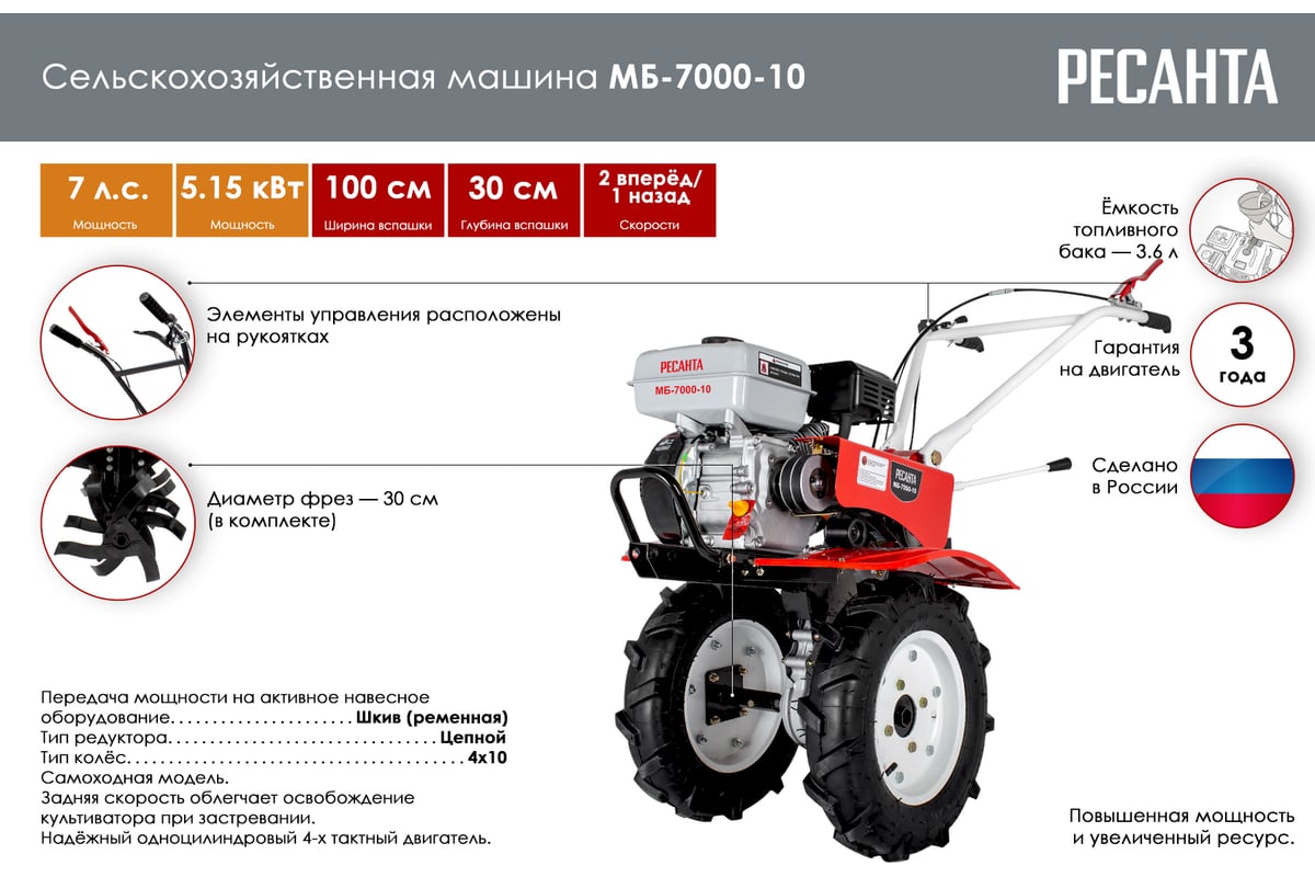 Сельскохозяйственная машина Ресанта МБ-7000-10 70/5/37