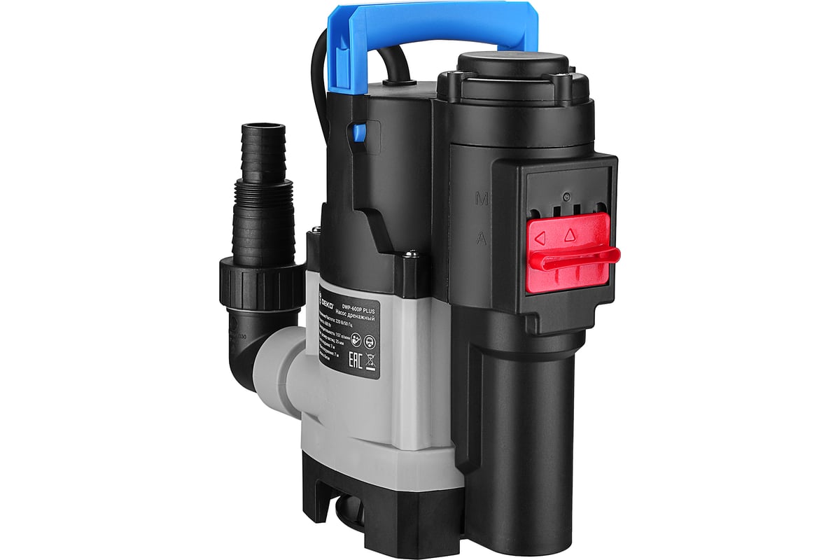 Насос дренажный DEKO DWP-600P PLUS (грязевая, 2 режима, 220В, 600Вт ...