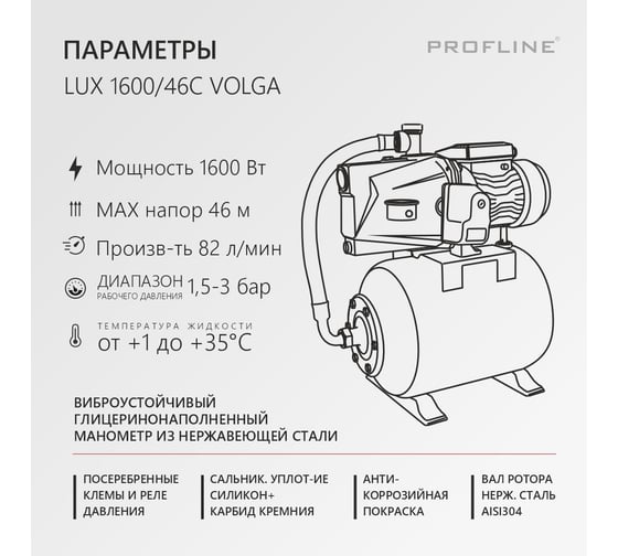 Насосная станция PROFLINE LUX AC1600/46C Volga (50) УТ-00048574