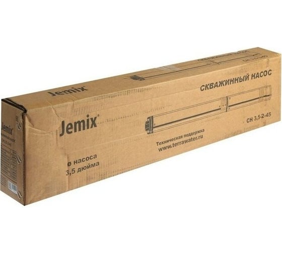 Скважинный насос JEMIX СН 3.5-2-45, Ø 3.5", 550 вт, макс.напор 60 м, ном.напор 45 м, при 2 куб.м./ч, 9 ступеней, крыльчатка пластик, встроенное управление СН 3,5-2-45, 35м