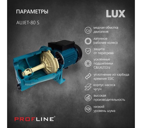 Насосная станция PROFLINE AUJET- 80S, насос чугун, бак 24л., 1000 Вт (Lux) УТ-00023677