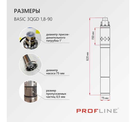 Насос скважинный винтовой PROFLINE BASIC-3QGD 1,8-90 УТ-00047862