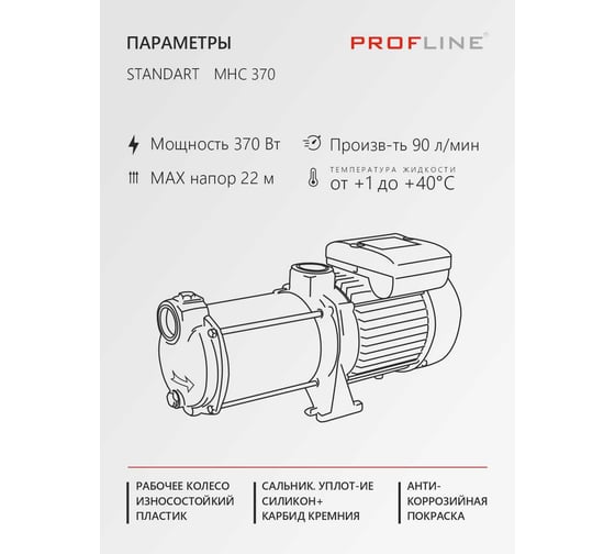 Насос поверхностный многоступенчатый PROFLINE MHC370 УТ-00052676