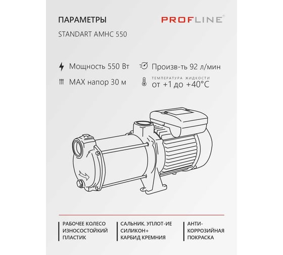 Насос поверхностный многоступенчатый PROFLINE MHC550 УТ-00052677
