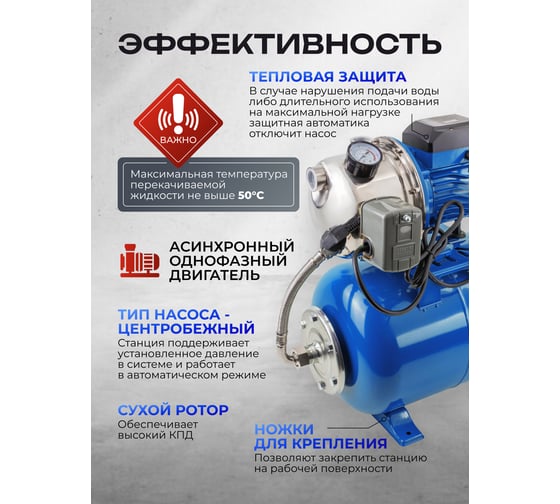 Насос самовсасывающий Forsage 230В, 50Гц, 1100Вт, 55л/мин (обмотка CU) F-AUTO-JS110 COPPER(61135)