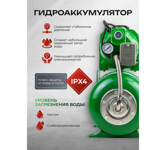 Насос самовсасывающий Rockforce 230В, 50Гц, 800Вт, 50л/мин обмотка AL RF-AUTO-JET 100S ALU61174