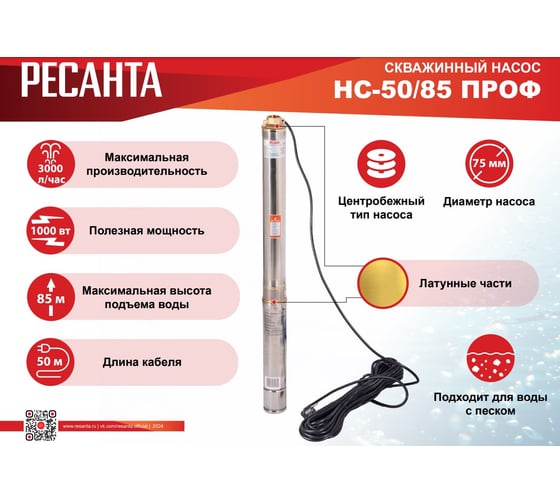 Скважинный насос Ресанта НС 50/85 ПРОФ 77/3/5