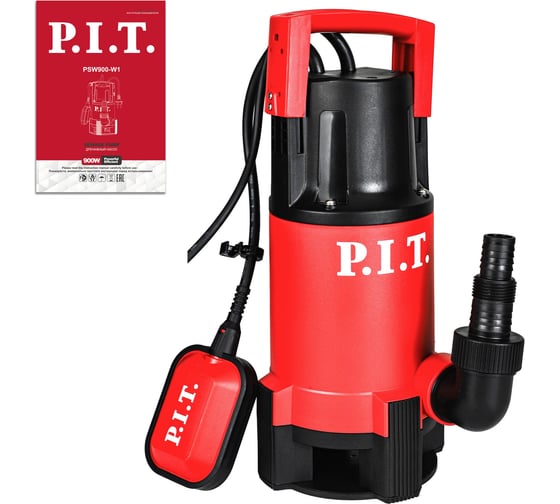 Дренажный электрический насос P.I.T. (900 Вт, грязная вода, напор 10 м, 250 л/мин, удар. пластик) PSW900-W1