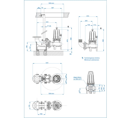 Погружной фекальный насос Dreno Pompe DNA 65-2/220 T 2000855