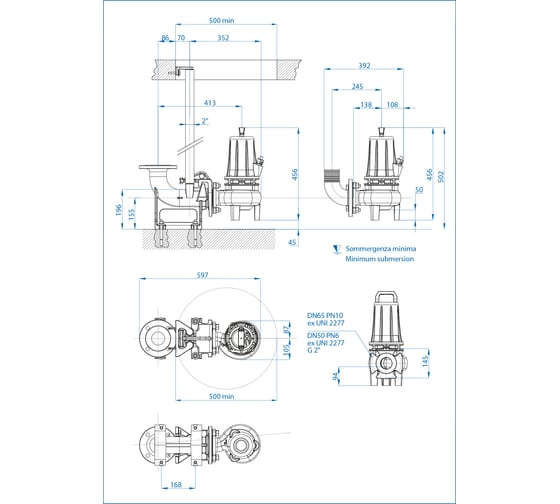 Погружной канализационный насос Dreno Pompe DNB 65-2/220 T 2001524