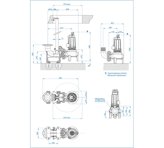 Погружной канализационный насос Dreno Pompe DNB 80-2/150 T 2001540