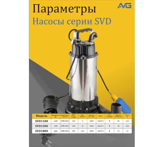 Одноступенчатый центробежный водяной насос AVG SVD1100