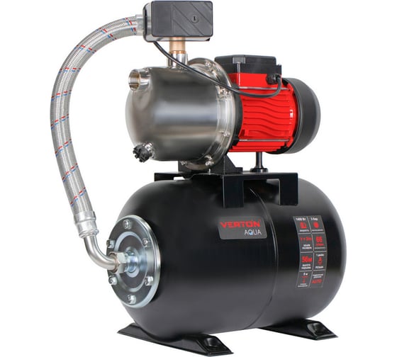 Насосная станция VERTON AQUA PS1400S/24 (1400Вт, 66л/мин, 24л, гл. 9м, h 56м, вых. 1/32, 3 бар) 01.13297.22781