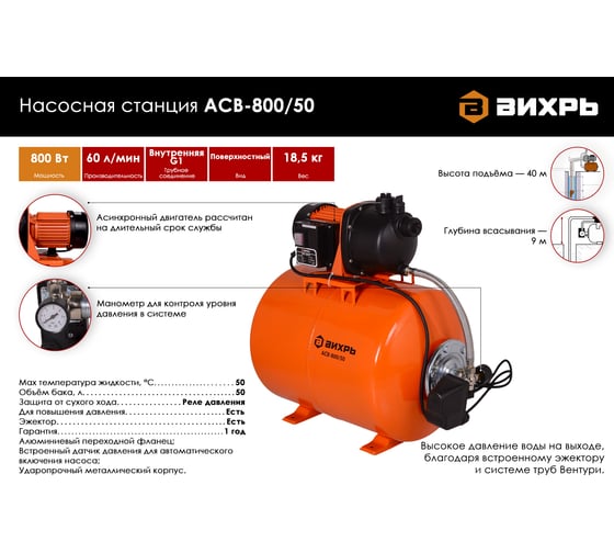 Насосная станция Вихрь АСВ - 800/50 68/1/3
