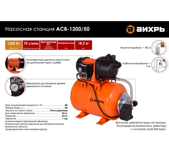 Насосная станция Вихрь АСВ -1200/50 68/1/4