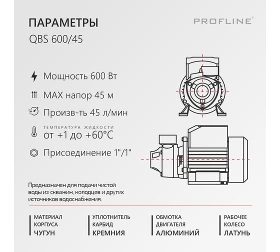 Насос поверхностный вихревой PROFLINE QBS 600/45 УТ-00048742