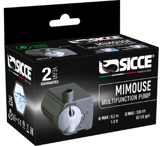 Помпа SICCE MIMOUSE 50-300л/час, h=0,5м, длина шнура 1,5м/ PRT103