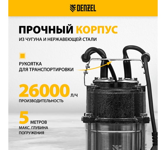 Фекальный насос Denzel FP1800-KS 99806