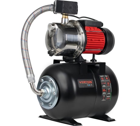 Насосная станция VERTON AQUA PS1100S/24 1100 Вт, 55 л/мин, 24 л, гл. 9 м, высота 50 м, 1", 3 бар 01.13297.13552