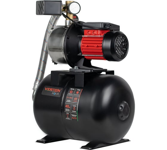 Насосная станция VERTON AQUA PS600S/24 600 Вт, 45 л/мин, 24 л, гл. 8 м, высота 40 м, 1", 3 бар 01.13297.13550