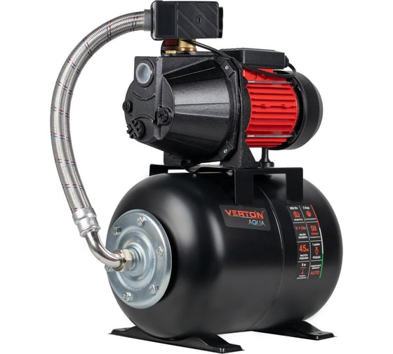 Насосная станция VERTON AQUA PS900C/24 900 Вт, 50 л/мин, 24 л, гл. 8 м, высота 45 м, 1", 3 бар 01.13297.13547