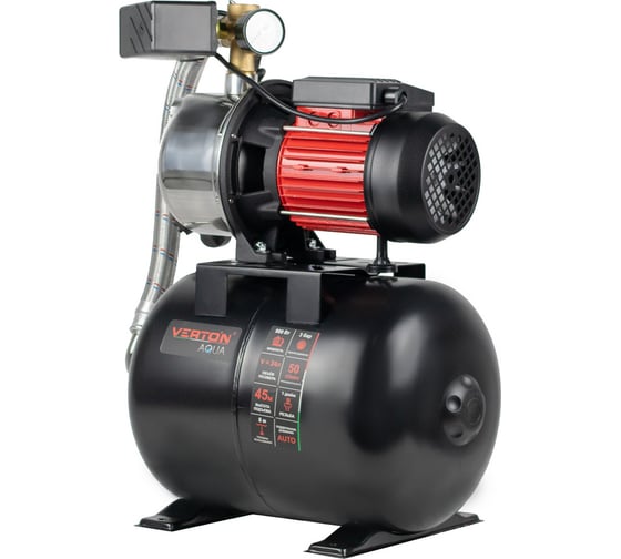 Насосная станция VERTON AQUA PS900S/24 900 Вт, 50 л/мин, 24 л, гл. 8 м, высота 45 м, 1", 3 бар 01.13297.13551
