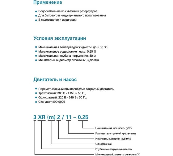 Скважинный насос LEO 3XRm 3/31-1.1 1270