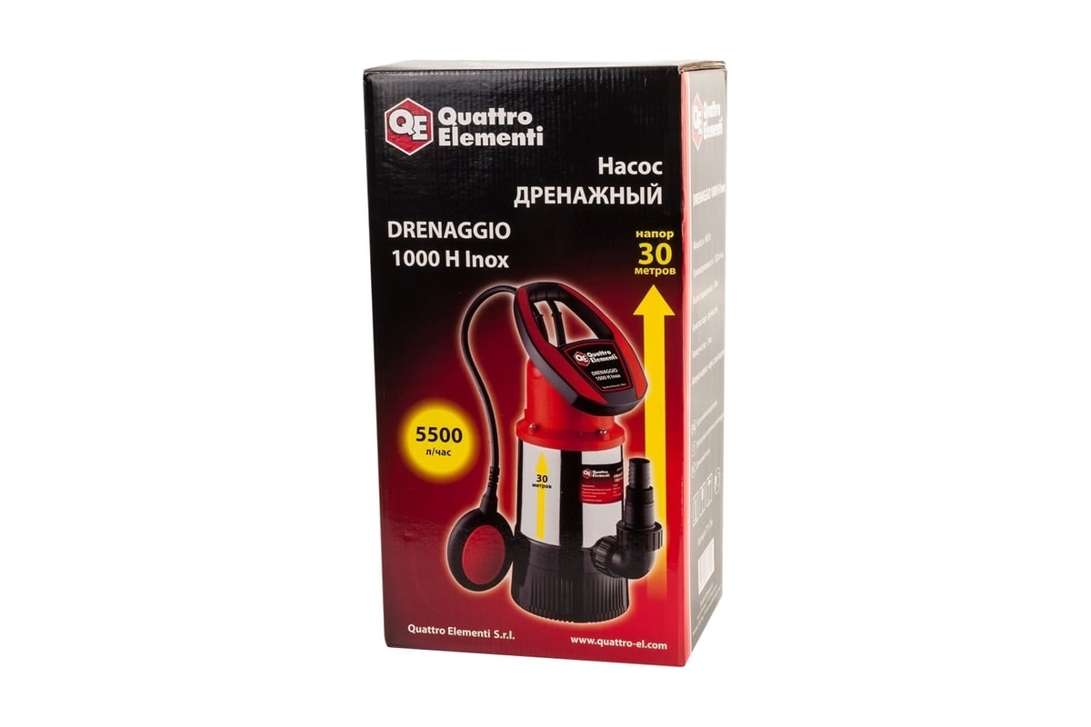 Дренажный напорный насос QUATTRO ELEMENTI Drenaggio 1000 H Inox 771-756 ...