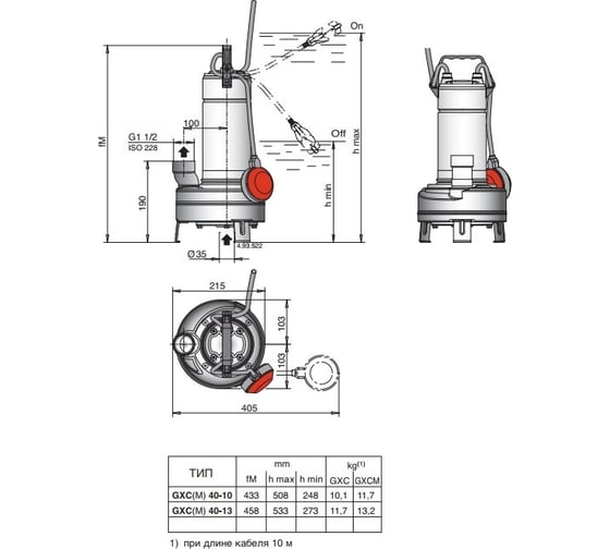 Погружной дренажный насос Calpeda GXCM 40-10 230/50 Hz 100502029