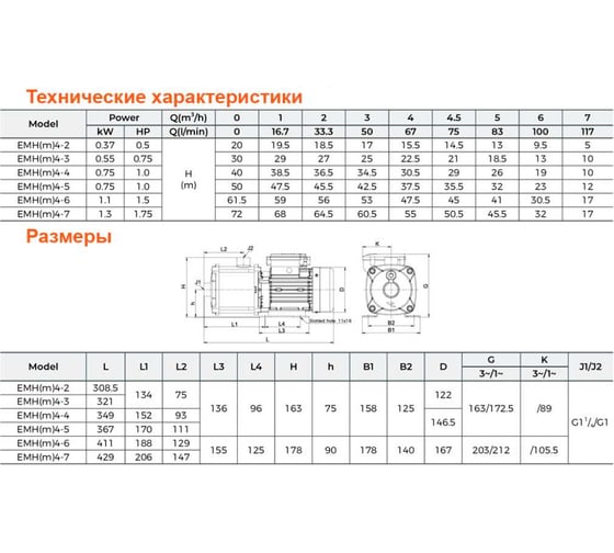 Многоступенчатый насос LEO EMH 4-7 1862
