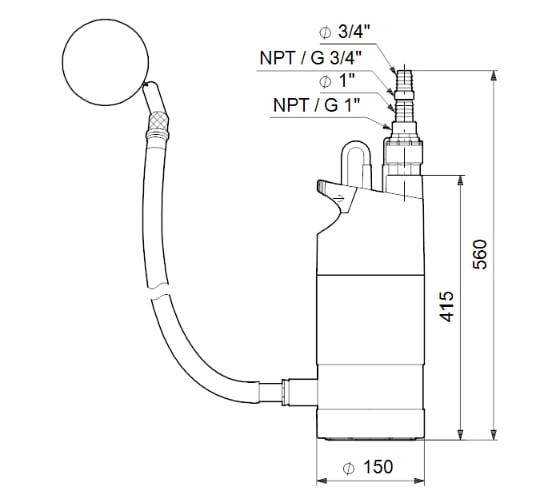 Насос Grundfos SB 3-45 AW с поплавковым выключателем 97686707