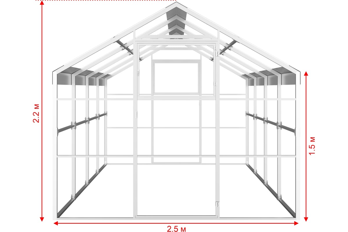 Каркас теплицы АКТИВАГРО.РФ Ударница англичанка База 4 м, ширина 2.5 м,  40x20 127