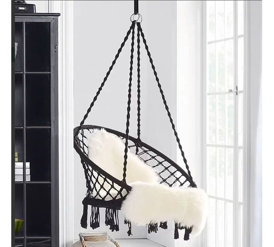 Качели-гамак Homium подвесные качели, черный, с кисточками hammock6