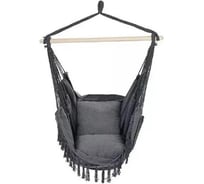 Качели-гамак с 2мя подушками Homium серый, с кисточками (серые подушки, серые нити) hammock3DGrey 29276888