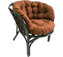 Кресло из натурального ротанга Мебель Солнца Багама темно-коричневый, подушка большая коричневая 01/17-В-7-УК