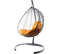 Подвесное кресло M-GROUP XL с ротангом серое, оранжевая подушка 11120307