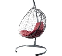 Подвесное кресло M-GROUP XL с ротангом серое, бордовая подушка 11120302