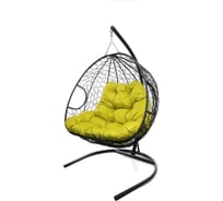Подвесное кресло M-GROUP ДЛЯ ДВОИХ с ротангом чёрный, жёлтая подушка 11450411
