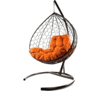 Подвесное кресло M-GROUP XL с ротангом коричневое, оранжевая подушка 11120207