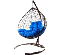 Подвесное кресло M-GROUP XL с ротангом коричневое, синяя подушка 11120210
