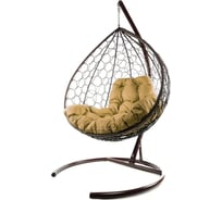 Подвесное кресло M-GROUP XL с ротангом коричневое, бежевая подушка 11120201