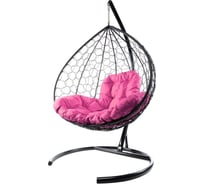 Подвесное кресло M-GROUP XL с ротангом чёрное, розовая подушка 11120408