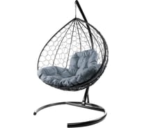 Подвесное кресло M-GROUP XL с ротангом чёрное, серая подушка 11120409