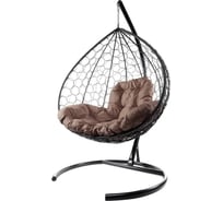 Подвесное кресло M-GROUP XL с ротангом чёрное, коричневая подушка 11120405