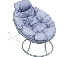 Кресло M-GROUP ПАПАСАН пружинка мини без ротанга серое, серая подушка 12080309