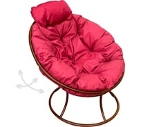 Кресло M-GROUP ПАПАСАН пружинка мини без ротанга коричневое, красная подушка 12080206