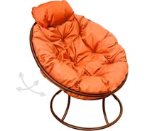 Кресло M-GROUP ПАПАСАН пружинка мини без ротанга коричневое, оранжевая подушка 12080207