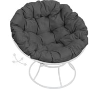 Кресло M-GROUP ПАПАСАН пружинка без ротанга белое, серая подушка 12040109