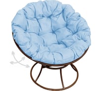 Кресло M-GROUP ПАПАСАН пружинка без ротанга коричневое, голубая подушка 12040203