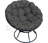 Кресло M-GROUP ПАПАСАН пружинка без ротанга чёрное, серая подушка 12040409